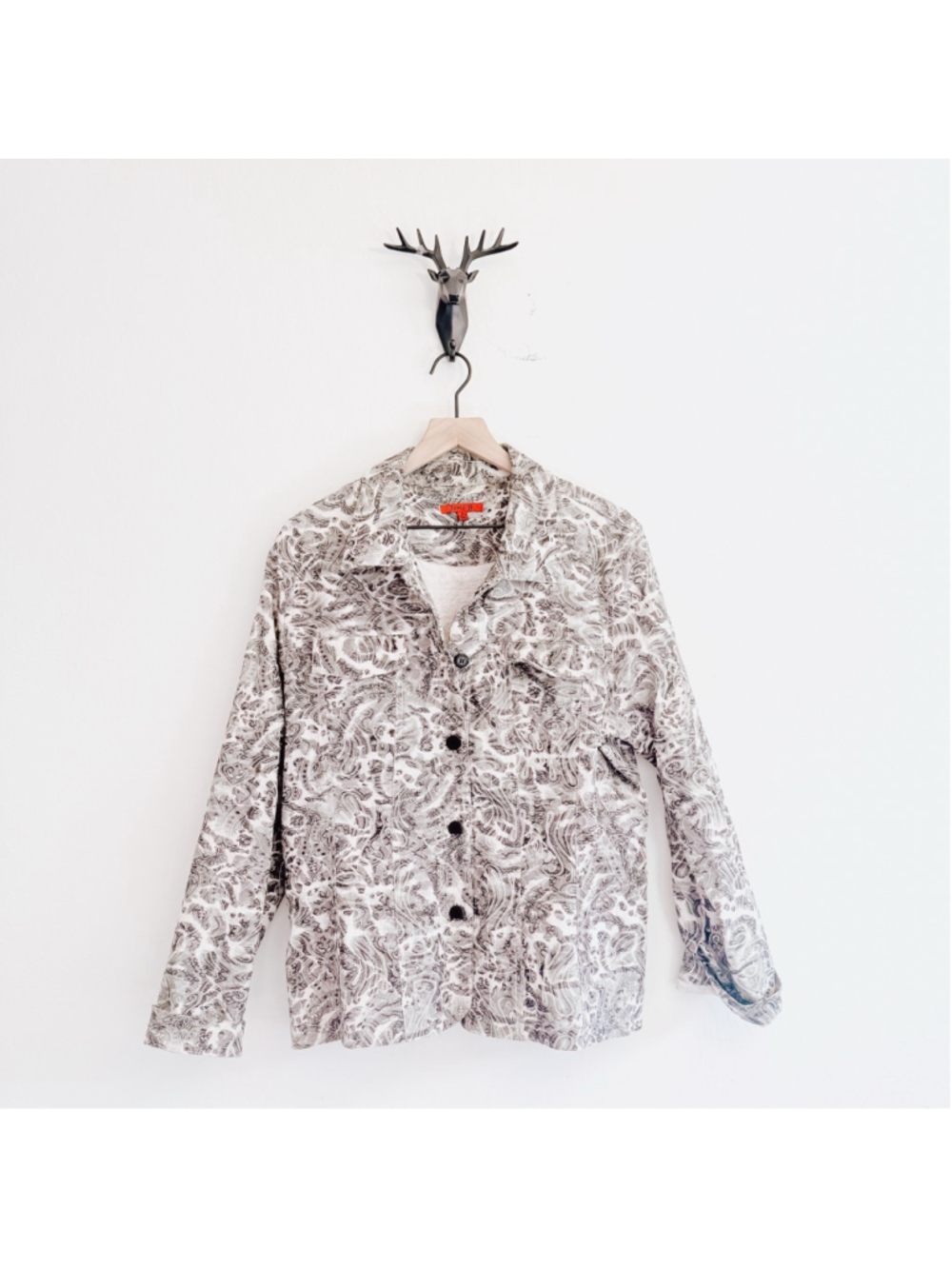 Joni B. Women's White/Gray Paisley Utility Jacket Size XL
